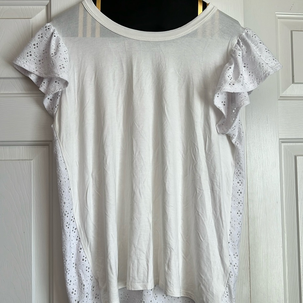 White eyelet top